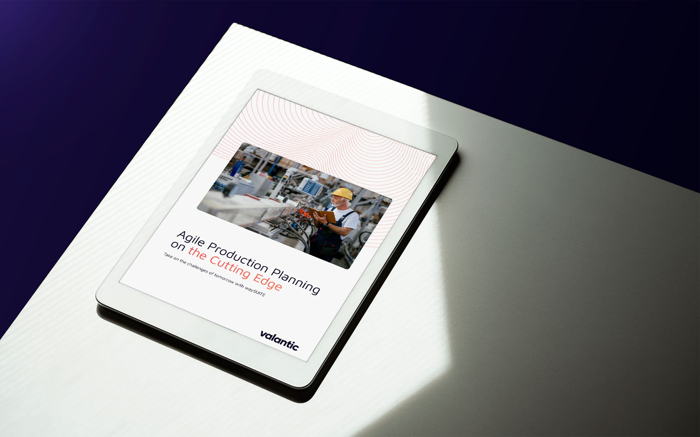 Mockup Whitepaper "Agility in production planning" with valantic waySUITE