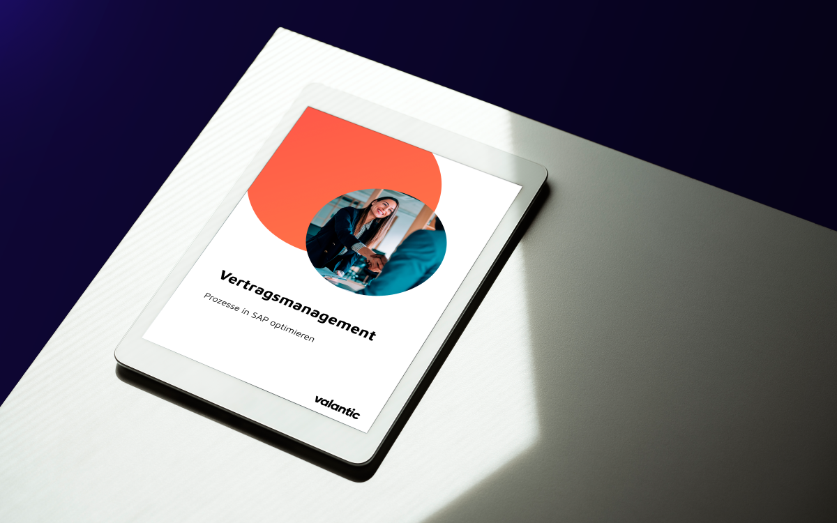 Mockup valantic Produktblatt zu Vertragsmanagement in SAP